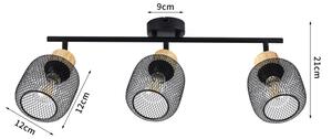 Brilagi - Aplica spot BASKLITE 3xE27/15W/230V lemn/negru