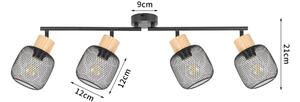 Brilagi - Plafonieră cu spoturi BASKLITE 4xE27/15W/230V lemn/negru