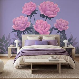 Fototapet Buchet de flori și frunze roz, Fototapet flori, Fototapet populare, t00976 - Tapeko.ro