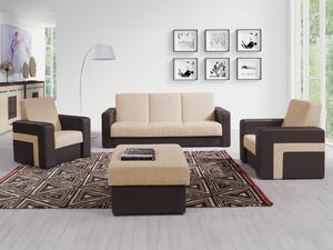 Set mobilier tapițat DonumFuncția de dormitFuncția de dormit, Cutie de patSpațiu de depozitare, Maro deschis, Piele ecologică + Tapiterie