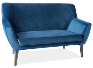 Canapea cu stofa catifelata albastra Kier 2 si picioare wenge, 136x75x