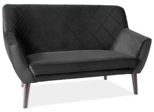 Canapea cu stofa catifelata neagra Kier 2 si picioare wenge, 136x75x90