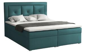 Pat boxspring Pomona 113Dublu, Boxspring, Turcoaz, 140x200, Tapiterie, Somiera patSomiera pat, 14x22x12cm