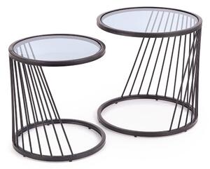 Set de măsuțe de cafea Houston 604Negru, 5cm, Sticlă călită, Rotund
