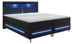 Pat boxspring RosDublu, Boxspring, Negru, 180x200, Piele ecologică, Somiera patSomiera pat, 18x21x12cm