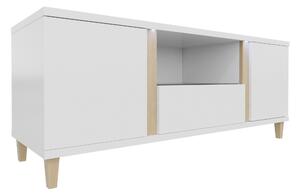 Comodă TV FloremAlb lucios, Alb, Maro deschis, 15x5x4cm