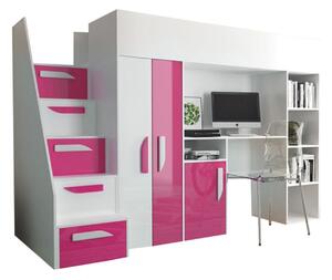 Pat înalt Hartford 192Single, Alb, 90x200, PAL laminat, Somiera patSomiera pat, 12x25x17cm