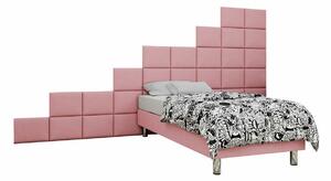 Pat boxspring Logan 106Boxspring, Single, Roze, 120x200, Tapiterie, Somiera patSomiera pat, 36x20x18cm