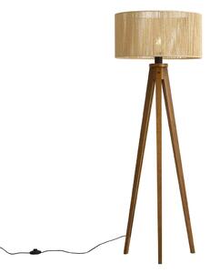 Lampă de podea vintage din lemn cu abajur din sfoară de hârtie bej 50/50/25 - Tripod Classic