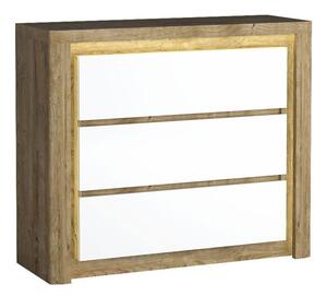 Comodă Etrmona 105Ribbeck stejar, Alb lucios, Cu sertare, 10x11x4cm