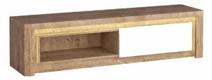 Comodă TV Etrmona 108Ribbeck stejar, Alb lucios, 16x4x4cm