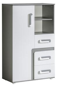 Comodă Aviseve 101Alb, Antracit, Cu sertare și uși, 14x9x4cm