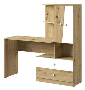 Birou Almira 110Cu sertare, Cu ușă, 8x15x5cm, Alb, Stejar artizan