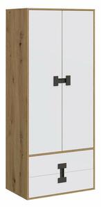 Dulap Florevi 113Stejar artizan, Mat alb, 19x8x5cm, Uși dulapUși dulap: Cu balamale