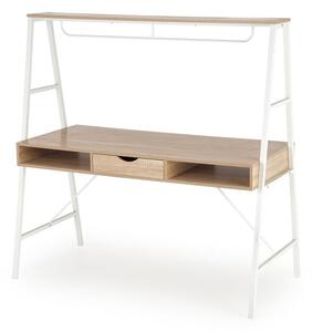Birou Houston 1317Cu sertare, 8x14x6cm, Alb, Stejar Sonoma