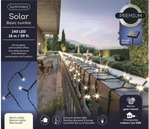 Ghirlandă luminoasă solară 240 LED-uri pentru exterior Lumineo 18 m alb cald