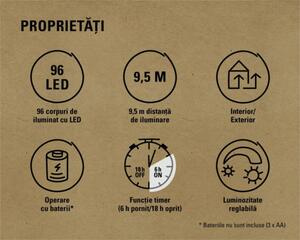 Ghirlandă luminoasă 96 LED-uri pentru exterior și interior Lafiora 9,5 m alb cald