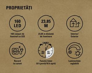 Ghirlandă luminoasă 160 LED-uri pentru exterior și interior Lafiora 23,85 m lumină colorată