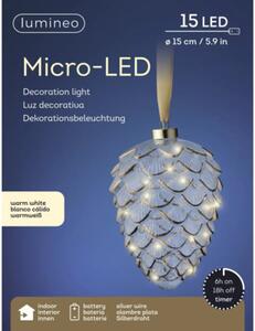 Con pin cu 15 LED-uri Lumineo 21 cm alb cald