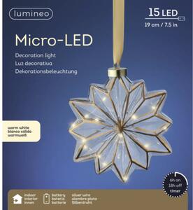 Floare cu 15 micro LED-uri Lumineo 19 cm alb cald