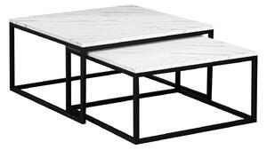 Set de măsuțe de cafea Oswego 101Marmură albă, Negru, 4x8x8cm, PAL laminat, Unghiular