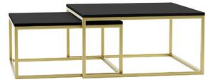 Set de măsuțe de cafea Oswego 102Negru, Auriu, 4x8x8cm, PAL laminat, Unghiular