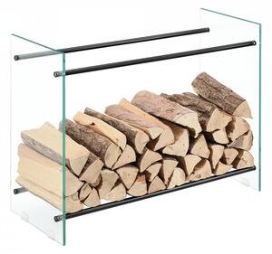 Suport lemne foc Oshawa Glas, 80x60x35cm, otel/sticla securizata, transparent/negru - P71901956
