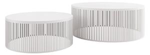 Set de măsuțe de cafea PrunisAlb, 3cm, PAL laminat, Rotund
