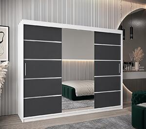 Dressing Marissa, 250x60x200cm, Argintiu, Alb + Antracit, Pal 18 mm