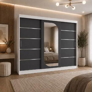 Dressing Alkam, 250x60x200cm, Argintiu, Alb+Antracit, Pal 18 mm