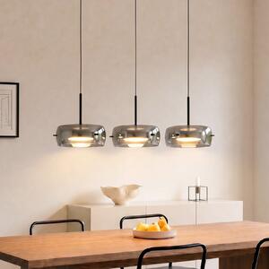 Lucande Lampă suspendată LED Martis, negru, 3 becuri, step-dimabil, reglabil, Negru, Camera de zi / sufragerie, Sticlă, Modern
