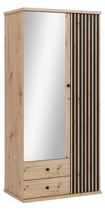 Dulap Venmava 116Stejar artizan, Negru, 21x10x6cm, Uși dulapUși dulap: Cu balamale
