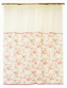Perdea Velaria in ivoire cu flori rosii, 140x155 cm