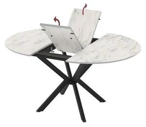 Masa extensibila bucatarie/living rotunda 110 *110 cm Alb marmorat,Dia