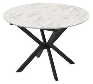 Masa extensibila bucatarie/living rotunda 110 *110 cm Alb marmorat,Dia