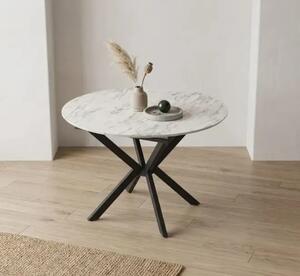 Masa extensibila bucatarie/living rotunda 110 *110 cm Alb marmorat,Dia