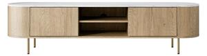 Comodă TV Comfivo Livtena I, Stejar, Marmură albă, Auriu, MDF, PAL laminat, 45x184x40cm, 31.5 kg