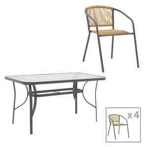 Set masă și scaune de exterior, 5 Piese, Model Ensure-Lindaria, Antracit, 120x70x70 cm