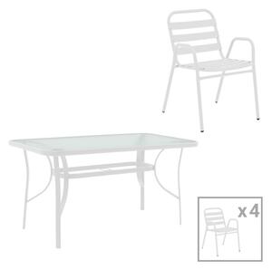 Set dining Sussie-Ensure, Pako World, Metal, Alb, 120x70x70 cm