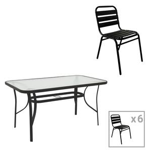 Set dining Sussie-Ensure, Pako World, Metal, Negru, 140x80x70 cm