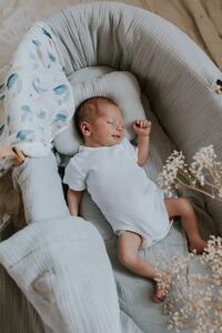 Cos Moise pentru bebelusi cu suport si textile gri, PERCY
