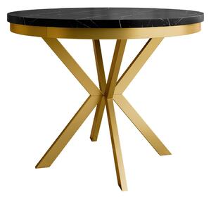 Masă Oswego 155Auriu, Marmură neagră, 8cm, ExtensieExtensie, PAL laminat, Metal