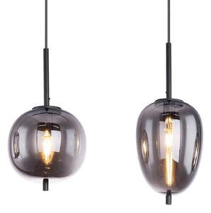 Globo Lampă suspendată Blacky, negru/gri fumuriu, lungime 110 cm, 4 becuri., reglabil, Gri, Camera de zi / sufragerie, Sticlă