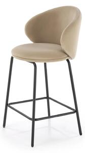 Scaun bar H121, bej - Mavel 38/negru, stofa catifelata/metal, 51x50x92