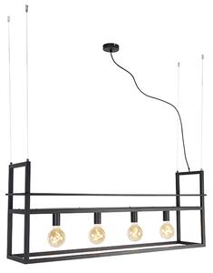 Lampă suspendată inteligentă neagră cu raft mare cu 4 lumini inclusiv Wifi G95 - Cage Rack