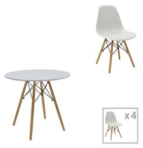 Set masa si scaune 5 piese Julita Alb 80x80x73 cm