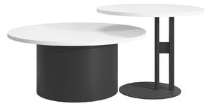 Set de măsuțe de cafea Oswego 159Negru, Alb, 3cm, PAL laminat, Rotund