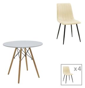 Set masa si scaune 3 piese Julita-Noor Natural 80x80x73 cm