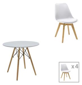 Set masa si scaune 5 piese Julita-Gaston Alb 80x80x73 cm