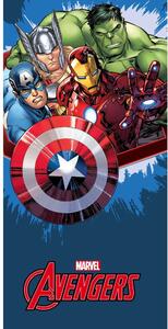 Prosop de baie pentru copii cu imprimeu - Avengers blue | 70 x 140 cm